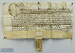 Charles II 1663 Indenture on vellum - Judgement in Court of common pleas concerning land in Warton