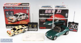 Taiyo Audi Quattro Radio Racer Battery Operated Car white plastic has turned tan colour over time,