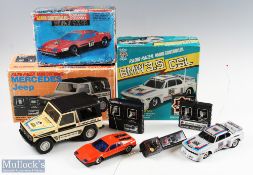 Group of 3 Taiyo, Japan Boxed Radio Controlled Cars inc 1:24 scale Ferrari 512 BB, in poor