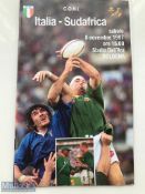 1997 Italy v South Africa Rugby Programme: From the game played in Bologna. VG