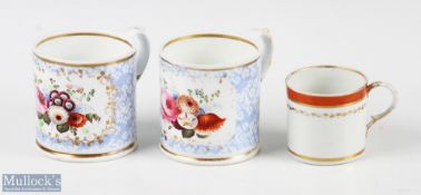 2 Floral Granger Royal Worcester Mugs and a Derby coffee mug, the floral mugs are 8.5cm tall with