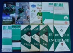 1957-2003 Ireland v England Rugby Programme Selection (12): To inc 1957-73 inc, 1985, 1997 & 2003.