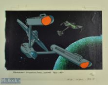 c1976 Star Trek USS Enterprise + Klingon Ship Filmation Norway Animation Cel Background Production