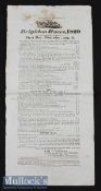 Brighton Races 1820 Poster - Large Early Poster for Horse Racing Featuring fine detailed