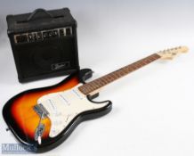 Gear4Music Stratocaster Electric 6 String Guitar plus a Freedom MS 15G guitar amp with lead, all