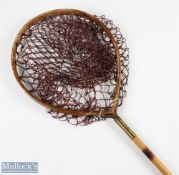Hardy Bros Alnwick Victorian ash hoop landing net with cane handle measuring 33