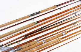 A collection of five split cane course and fly rods all requiring attention. (Qty)