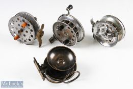 A collection of Side Casting Reels (4) consisting of Mallochs Patent, sold by C Harlow, The