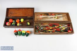 Mixed Float selection features Allcocks Fishing Gazette bung plus cork Avon floats etc, (Qty) within