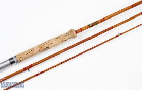 Trossachs split cane fly rod 9ft 9 inches 3pc alloy up locking reel seat red Agate butt/tip ring