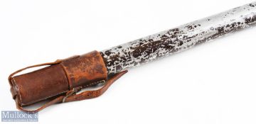 Unnamed alloy rod tube 39 inches long 13/8 inch diameter with leather caps and strap and buckle