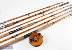 Milbro split cane boat rod 8 ft 2pc 28 inch handle with brass double up locking reel seat and