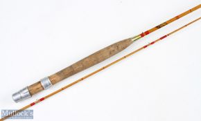 Allcocks Little Gem split cane brook trout fly rod 7ft 2pc alloy sliding real fitting and collars
