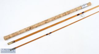 Chapman of Ware, 500 split cane spinning rod 10 ft 3pc 24 inch handle with alloy sliding reel