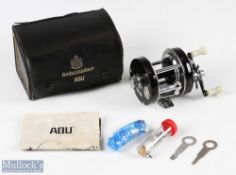 ABU Ambassadeur 5001C bait casting reel in black and chrome foot stamped 730901, twin handle,