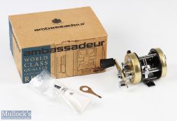 ABU Ambassadeur 2500CI multiplier reel in gold/champagne finish numbered to foot 06006, with