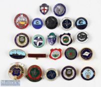 A Selection of Fishing Enamel and Metal Club association badges, with noted badges of Lee anglers