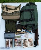 Lureflash Shoulder Fishing Bag with Accessories, with Stillwater gloves, folding wading stick,