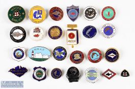 A Selection of Fishing Enamel and Metal Club association badges, with noted badges of WWAC Bath