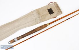 J B Walker The Marval split cane trout fly rod 9ft 2pc alloy sliding real fitting and collars red