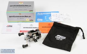 Fine ABU Ambassadeur 2600C Elite baitcasting reel in metallic grey, stamped to foot 180018/49,