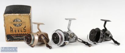 Allcocks Felton cross wind fixed spool reel British patent 1956-59, on/off check, folding handle,