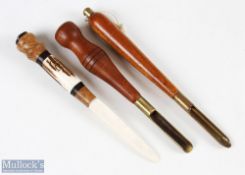 3x Marrow Spoons - two wood and brass and one bone and plastic