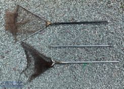 Hardy Alnwick c1950s steel landing net with steel extension handle and pop up head. Landing net with