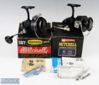 Garcia Mitchell 387 and 487 Sea Fishing Fixed Spool reels the 387 stamped France E013101 to foot and