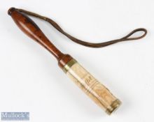 Good bone wood and brass fishing priest engraved 'Moffat 1829' with small engraving of lady figure