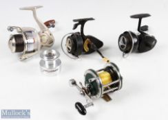 Pflueger Trion GX-7 fixed spool reel with spare spool, runs very well, strong bail arm.