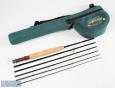 A very good Cortland CL graphite travelling fly rod 8ft 6pc line 4/5 # alloy up locking reel seat