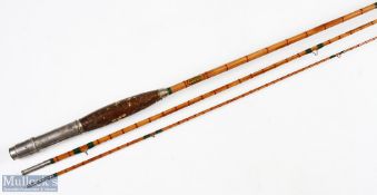 Clarke Horrocks & Co sturdy built majestic split cane fly rod 9ft 3pc alloy sliding reel seat and