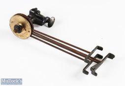 Scarce Malloch's Patent line drier brass to ebonite support plate with clamp on back. Brass arms