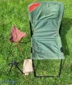 Efgeeco Fishing Cahir Rod rest and stool, all in used condition, with some signs of wear, rod rest