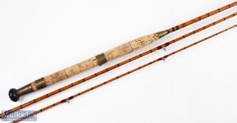 J Crockart & Son Blairgowrie split cane fly rod circa 1940/50 11 ft 3pc brass sliding reel fitting