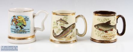 Fishing Tankards - 2x are Gibsons and an anglers prayer tankard by Prince William (3)