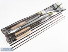 3x Fladen Vantage carbon fly rods, 9 foot 4pc 1X line 5 # 2X line 6 #, alloy up locking reel seat