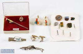 Fishing Tie Clips Cuff Links Pin Badges Lot metal and enamel items (11)
