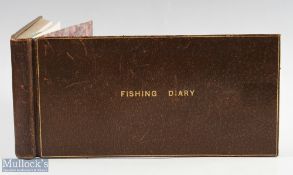 c1929-1937 Asprey & Co Fishing Diary, part filled in with notes for trout fish caught in Scotland,