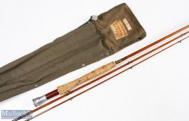 Millwards fly master Jr split cane fly rod 6697 9ft 3pc alloy up locking reel seat and collar red