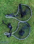 Rare Backwinder alloy framed shaped scoop nets with waist felt