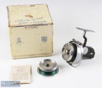 Hardy Bros Altex No3 Mk V fixed spool reel RHW, plus spare spool, ribbed reel foot, with maker's