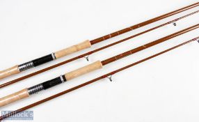 2x McHardy of Carlisle the spinner hollow glass spinning rods 9ft 2pc 26 inch handle with alloy down