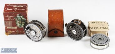 Foster brothers Ashbourne light salmon reel 3 3/8 inch spool twin screw latch lack handle milled rim