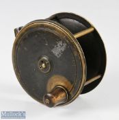 C Farlow & Son Makers, 191 Strand, London Patent Lever 4 ¼ brass plate wind salmon fly reel with