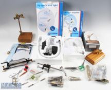 A large collection of Fly Tying equipment: Daylight fly-tyers vice light, looks unused with