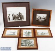 6x Framed Fishing Harbour Fisherman Photographs Reproduction photographs of Victorian fishing scenes