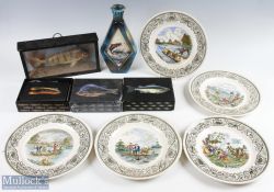 Fishing Decoratives and Collectables - to include a painted glass bottle painted by fish artist