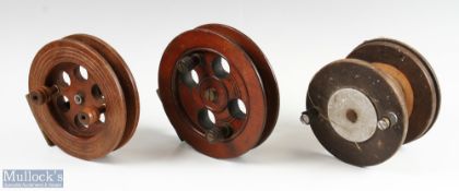 Stockdale Scarborough style wood centre pin reel, 7 3/8